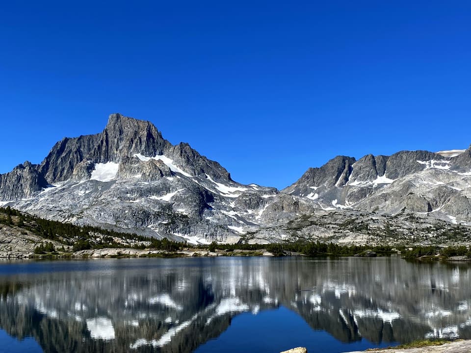 Banner Peak reflected in Thousand Island Lake