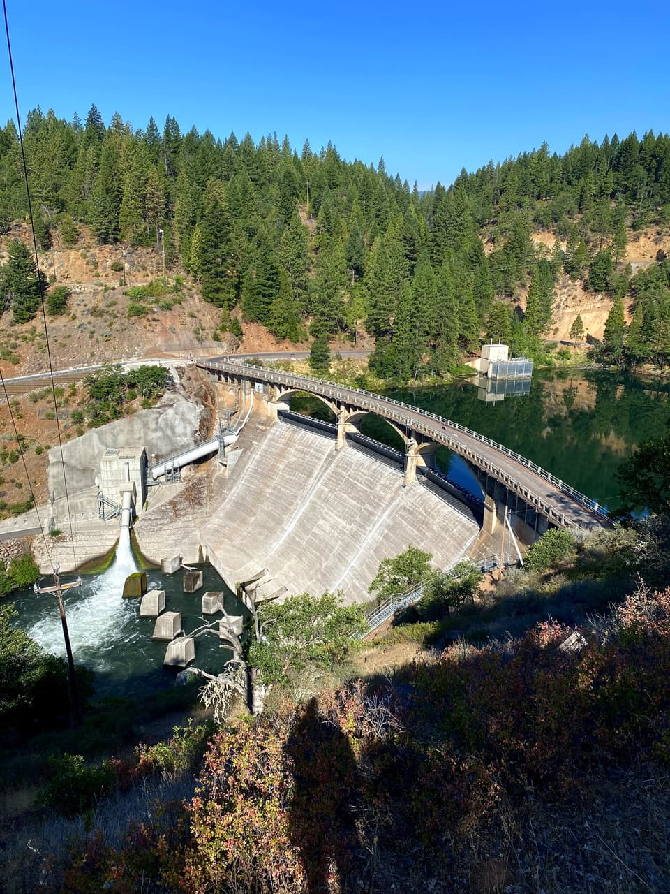 the Lake Britton dam from the trail, day 82