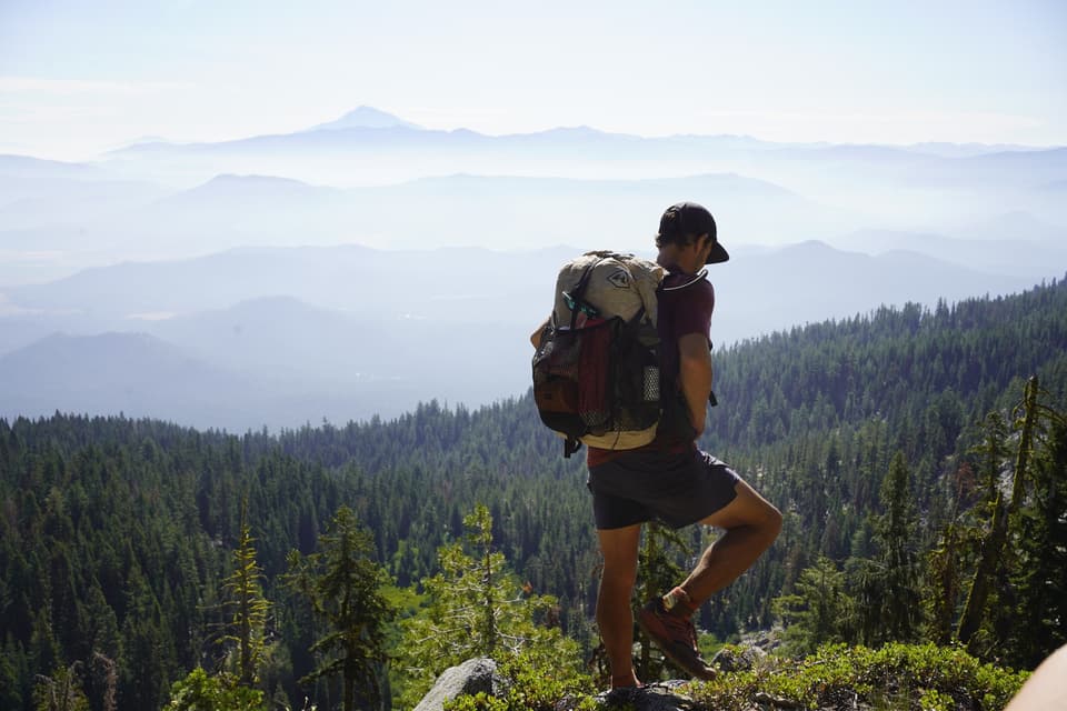 the ridges and Mount Shasta behind me, day 90
