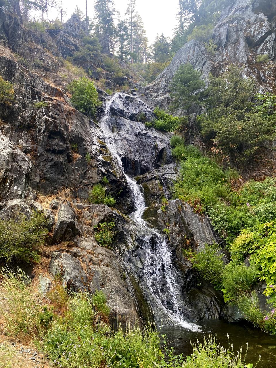a cascade beside the trail, day 93