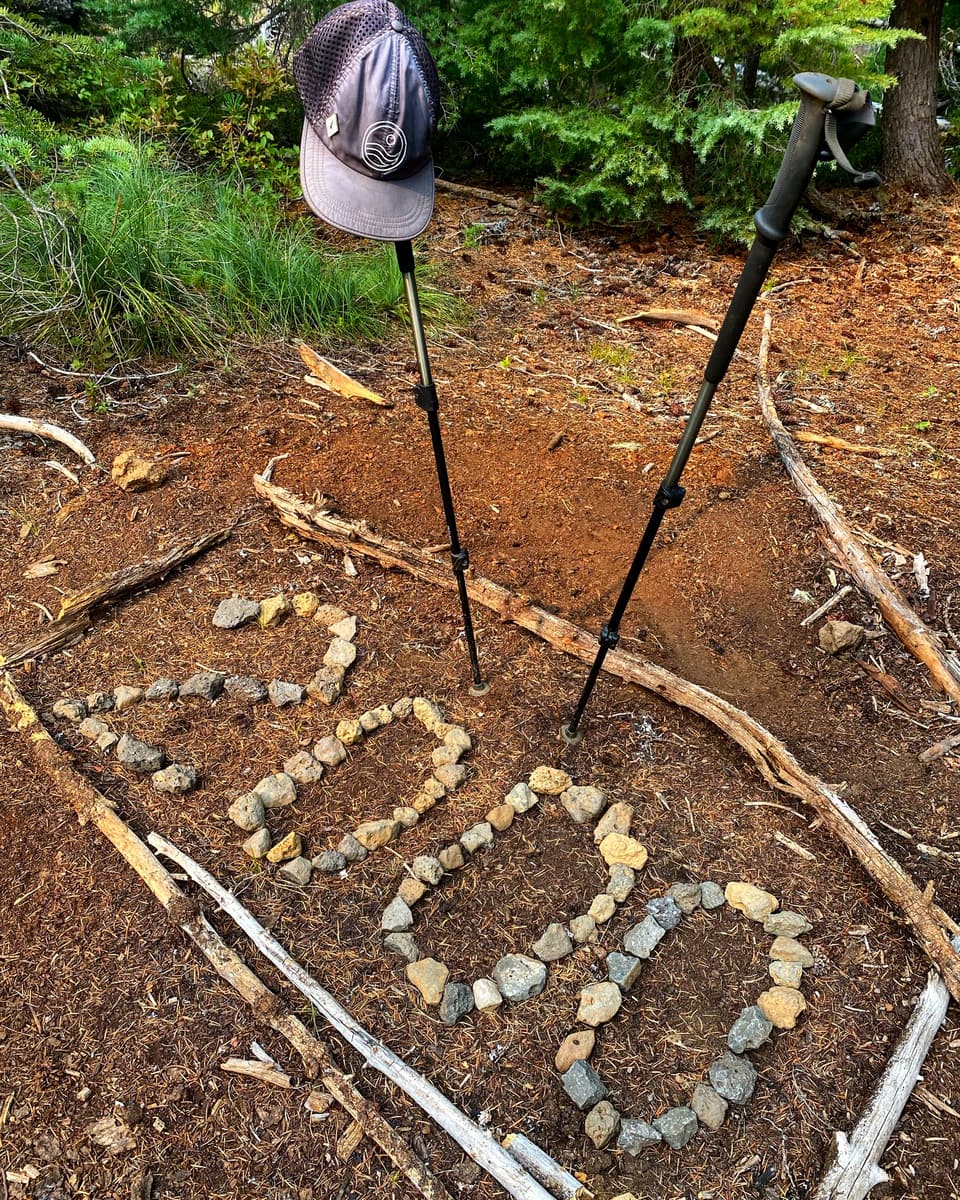 the 2,000-mile marker made of stones