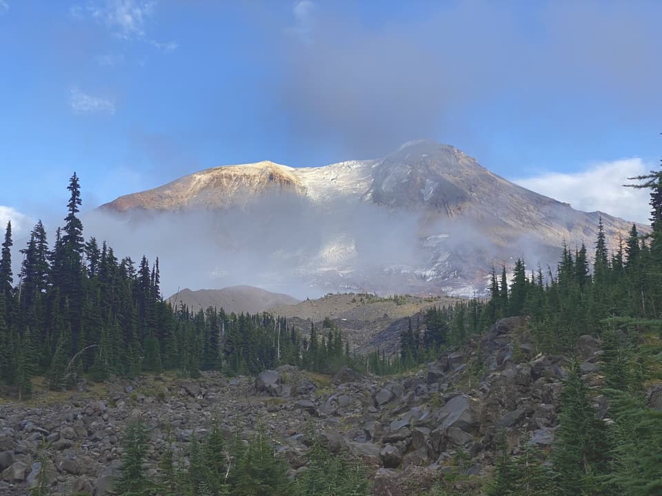 Mount Adams over lava rock, day 113