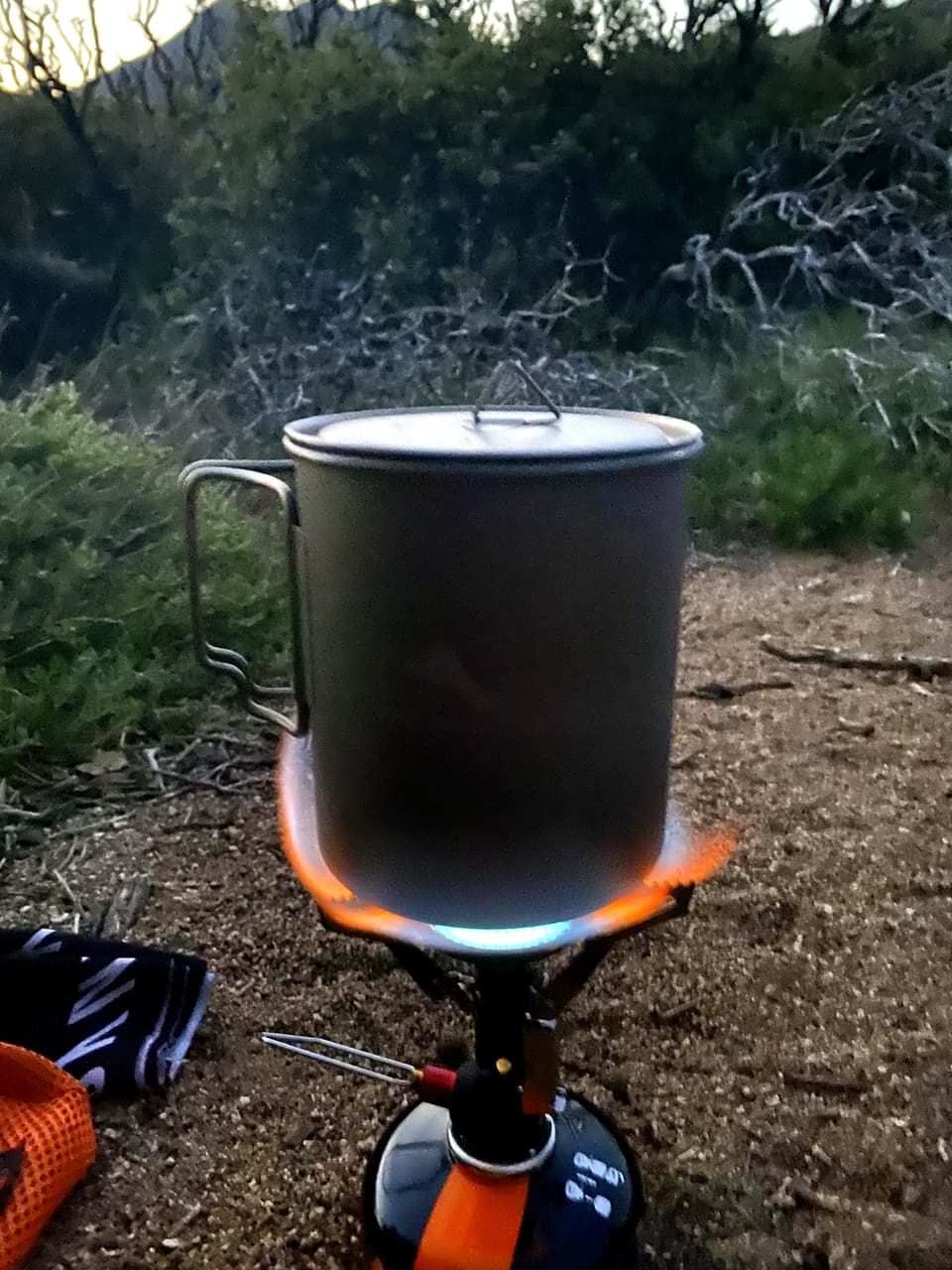 the stove at camp, day 12