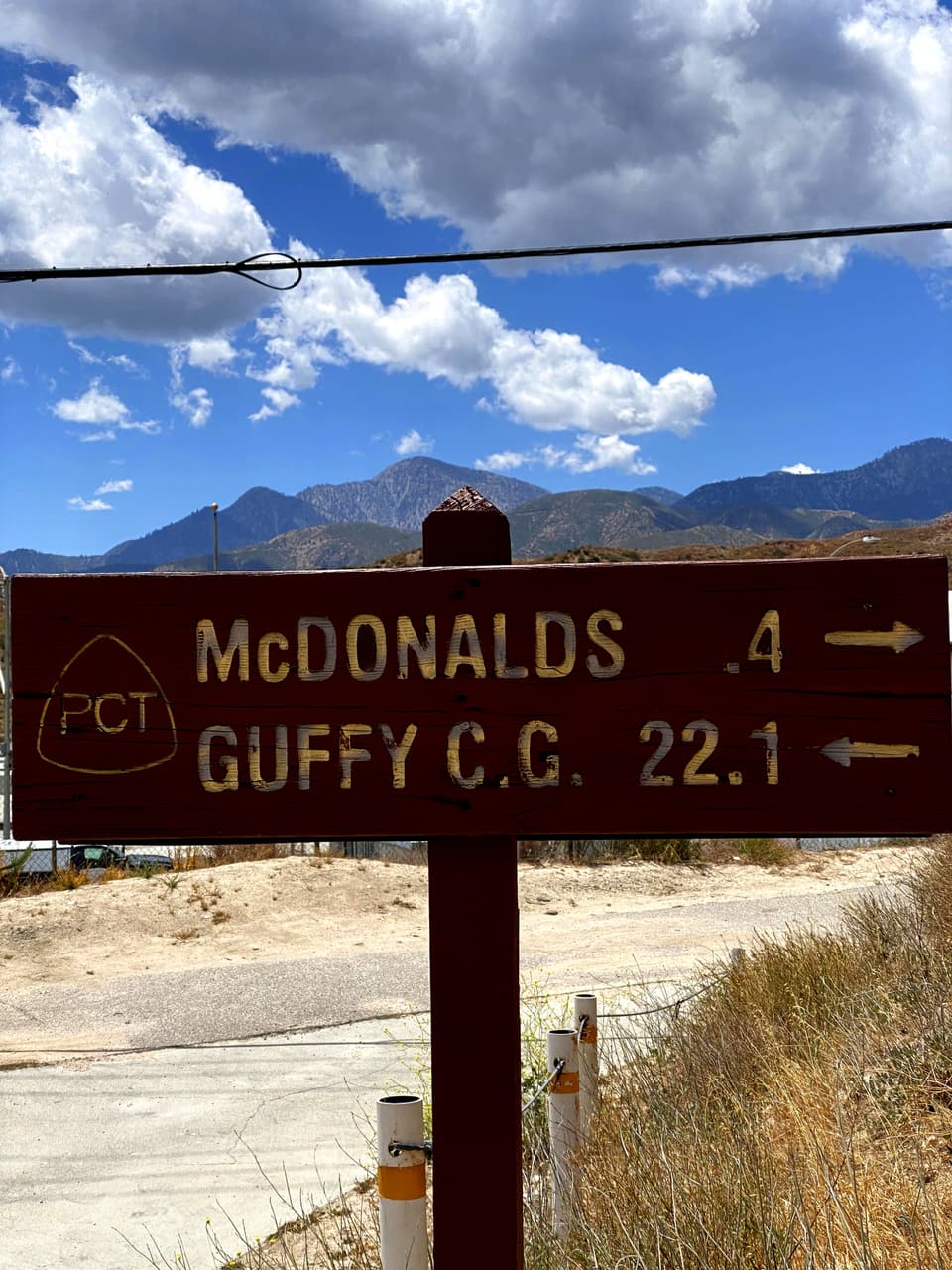 the Cajon Pass trail sign, day 22