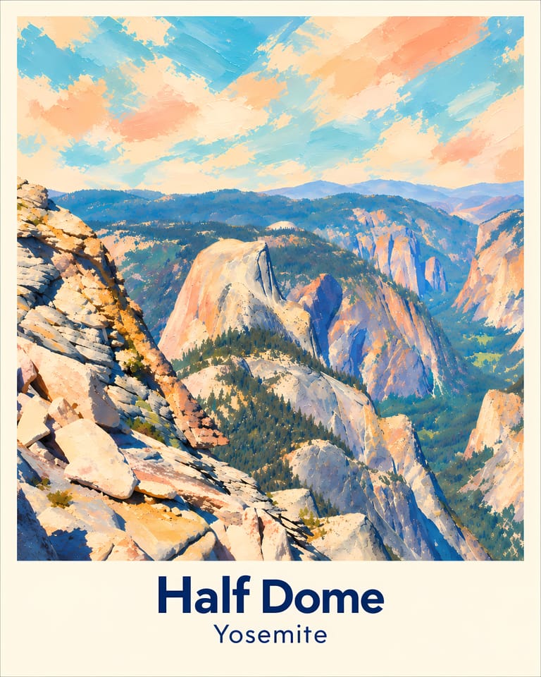 Half Dome place-name poster with a cream border